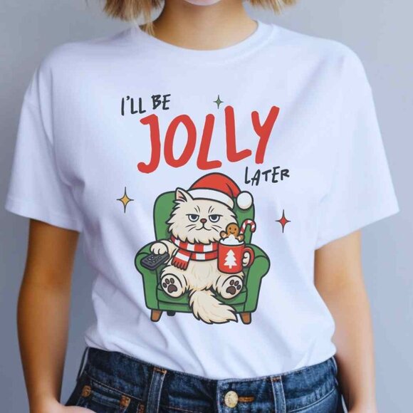 Grumpy Cat Christmas Graphic Tee Funny Kitten Holiday T-Shirt - Picture 1 of 4